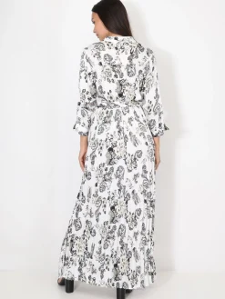 Best La Modeuse Robe longue plissée à motifs Noir