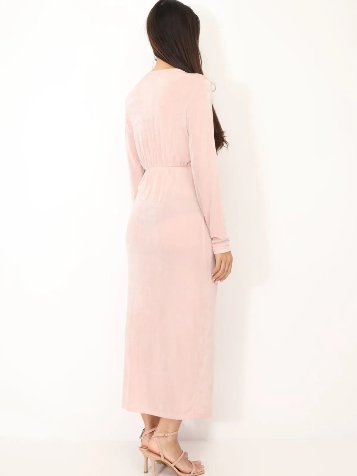 Clearance La Modeuse Robe longue torsadée et fendue Rose