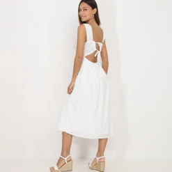 Sale La Modeuse Robe mi-longue en broderie anglaise Blanc