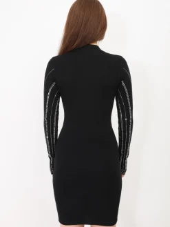 Sale La Modeuse Robe moulante à motifs cloutés Noir