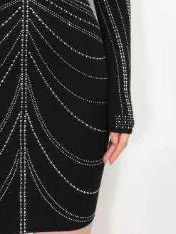 Sale La Modeuse Robe moulante à motifs cloutés Noir