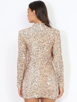 Discount La Modeuse Robe moulante à sequins Beige