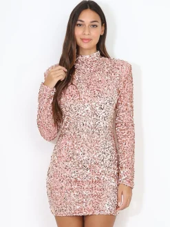 La Modeuse Robe moulante à sequins Rose
