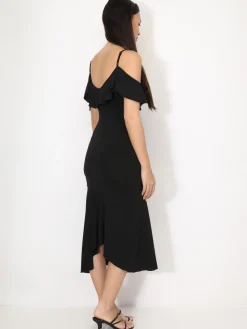 Hot La Modeuse Robe moulante à volants Noir