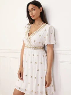 La Modeuse Robe patineuse à détails scintillants Blanc