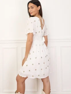 La Modeuse Robe patineuse à détails scintillants Blanc