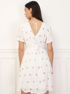 La Modeuse Robe patineuse à détails scintillants Blanc