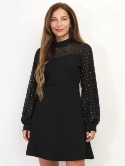 Online La Modeuse Robe patineuse en tulle à pois pailletés Noir