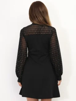 Online La Modeuse Robe patineuse en tulle à pois pailletés Noir