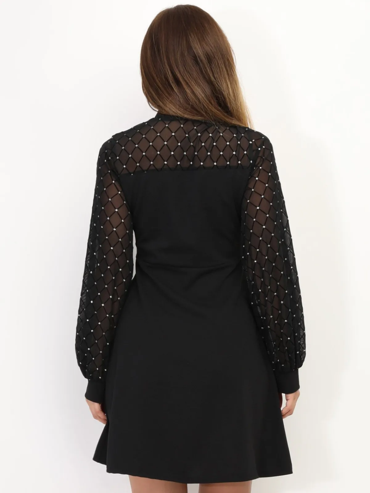 Online La Modeuse Robe patineuse en tulle à pois pailletés Noir