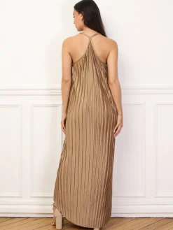 Online La Modeuse Robe plissée à bords arrondis Taupe