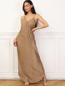 Online La Modeuse Robe plissée à bords arrondis Taupe