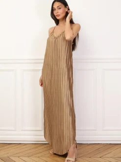 Online La Modeuse Robe plissée à bords arrondis Taupe