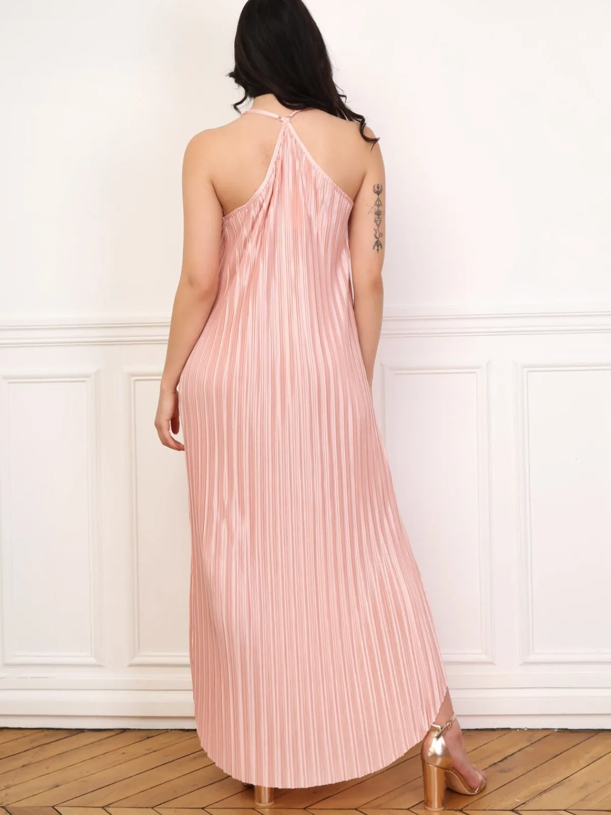 Clearance La Modeuse Robe plissée à bords arrondis Rose