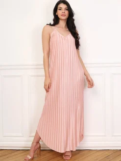 Clearance La Modeuse Robe plissée à bords arrondis Rose