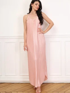 Clearance La Modeuse Robe plissée à bords arrondis Rose