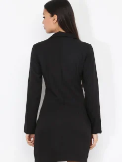 Hot La Modeuse Robe portefeuille à boutons officiers Noir