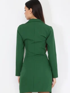 Clearance La Modeuse Robe portefeuille à boutons officiers Vertfoncé
