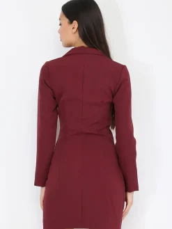 Best La Modeuse Robe portefeuille à boutons officiers Bordeaux