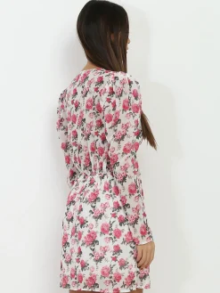 Online La Modeuse Robe portefeuille à fleurs et paillettes Blanc