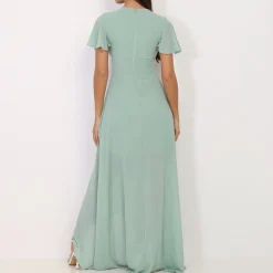 New La Modeuse Robe portefeuille à manches papillons Vertclair