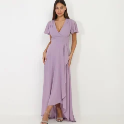 Clearance La Modeuse Robe portefeuille à manches papillons Parme