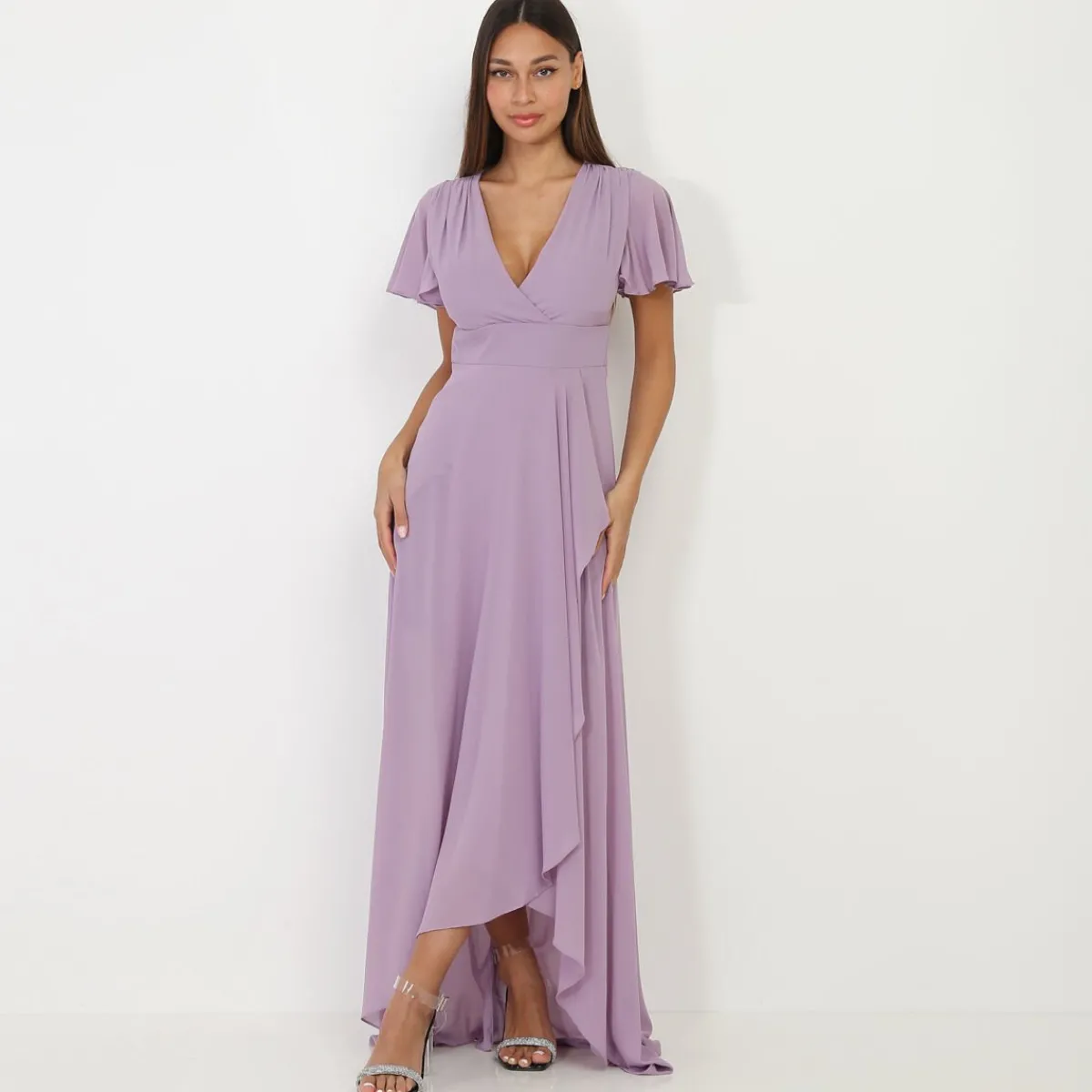 Clearance La Modeuse Robe portefeuille à manches papillons Parme