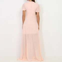 La Modeuse Robe portefeuille à manches papillons Rose