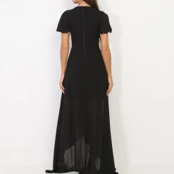 La Modeuse Robe portefeuille à manches papillons Noir