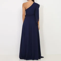 Hot La Modeuse Robe portefeuille à manche asymétrique BleuMarine
