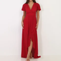 Best La Modeuse Robe portefeuille à manches papillons Cerise