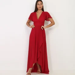 Best La Modeuse Robe portefeuille à manches papillons Cerise