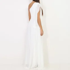 Clearance La Modeuse Robe portefeuille à manche asymétrique Blanc