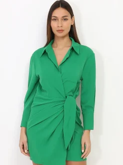 Best La Modeuse Robe portefeuille fluide à nouer Vert