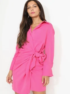 Best La Modeuse Robe portefeuille fluide à nouer Fuchsia