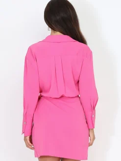 Best La Modeuse Robe portefeuille fluide à nouer Fuchsia