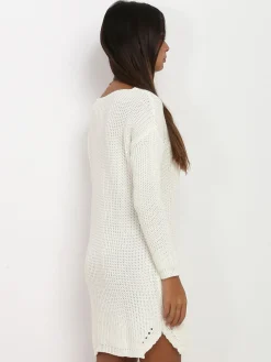 Best La Modeuse Robe pull ample à col v Ecru