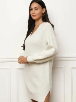 Online La Modeuse Robe pull avec fils brillants Ecru