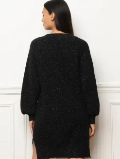 New La Modeuse Robe pull avec fils brillants Noir