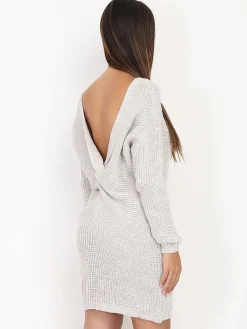 Online La Modeuse Robe pull dos torsadé Beige