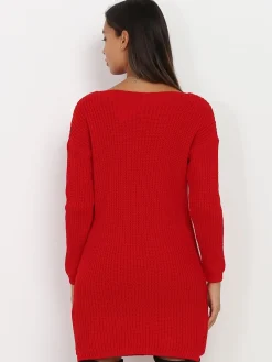 New La Modeuse Robe pull en maille Rouge