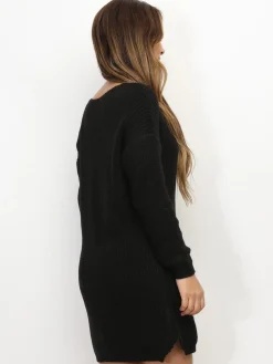 Best La Modeuse Robe pull en maille Noir