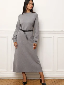 Sale La Modeuse Robe pull longue et ample Gris