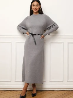 Sale La Modeuse Robe pull longue et ample Gris