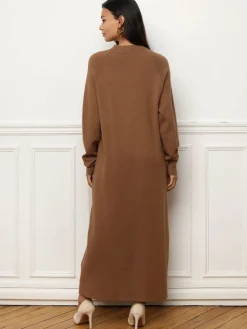 Hot La Modeuse Robe pull longue et ample Camel