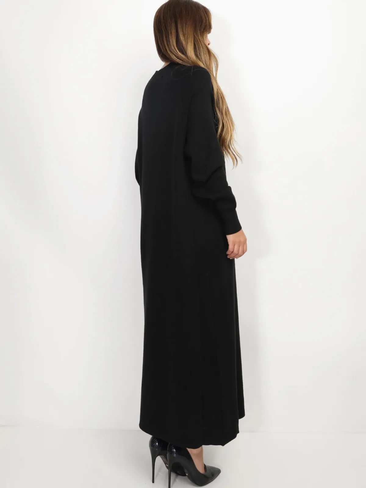 Discount La Modeuse Robe pull longue et ample Noir