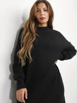 Discount La Modeuse Robe pull longue et ample Noir