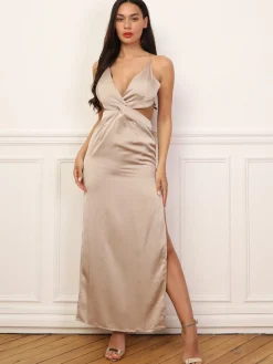 Online La Modeuse Robe satinée cut-out avec fente Dorérose