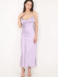 Discount La Modeuse Robe satinée style corset froncé Lilas
