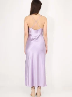 Discount La Modeuse Robe satinée style corset froncé Lilas